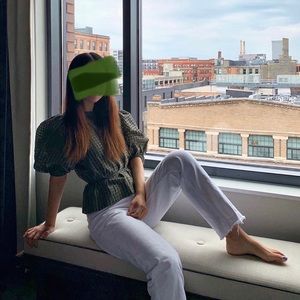 Ganni puff sleeve blouse in S